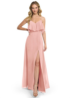 Azazie Jean Bridesmaid Dresses Rosette A-Line Chiffon Convertible Dress image1