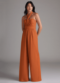 Azazie Lamara Vestidos de damas de honor Canela de Gasa de Mono Convertible con Vestidos sin tirantes image8
