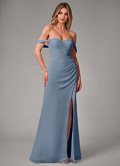 Azazie Haisley Abiti da Damigella Abito Convertibile Tubino in Chiffon a Spalla Scoperta Crepuscolo image3