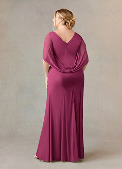 Azazie Belladonna Mother of the Bride Dresses Mulberry Mermaid Scoop Pleated Mesh Dress image9