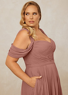 Christian Siriano Bridal for Azazie 1013 Bridesmaid Dresses Cedar Rose A-Line Off the Shoulder Chiffon Dress image11