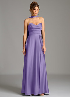 Azazie Ayla Bridesmaid Dresses Tahiti A-Line Corset Stretch Satin Dress image4