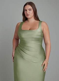 Azazie Agustina Bridesmaid Dresses Pistachio Mermaid Corset Stretch Satin Dress image12