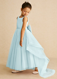 Azazie Pumpkin Flower Girl Dresses Sea Glass A-Line Convertible Tulle Dress image4
