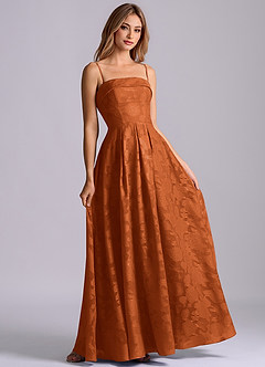 Azazie Lucienne Bridesmaid Dresses Burnt Orange A-Line Strapless Floral Burnout Dress image6