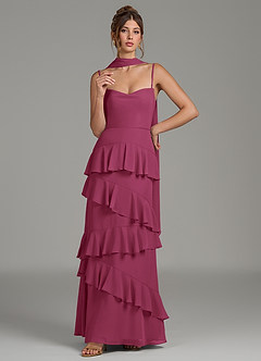 Azazie Imani Final Sale Steel Blue A-Line Ruched Chiffon Dress image7