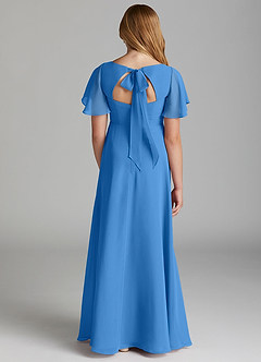 Azazie Kimber Junior Blue Jay A-Line Pleated Chiffon Dress image2