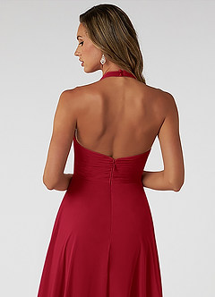 Azazie Tessie Jurken voor bruidsmeisjes Jurk van Chiffon met A-Lijn Geplooid Scharlaken image4