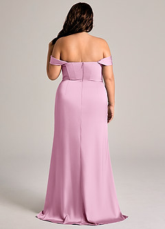 Azazie Johana Bridesmaid Dresses Candy Pink Mermaid Off the Shoulder Stretch Satin Convertible Dress image9