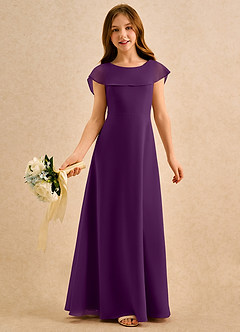 Azazie Kittie Girls Formal Robe Demoiselle D'honneur Fillette Robe Trapèze en Mousseline de soie Grain De Raisin image1