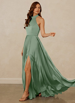 Christian Siriano Bridal for Azazie 1007 Bridesmaid Dresses Matcha A-Line Pleated Stretch Satin Dress image5