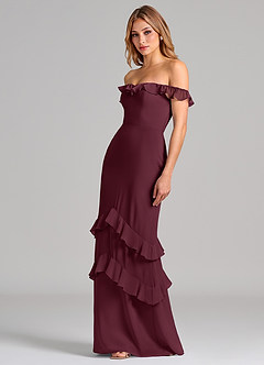 Azazie Marilynn Final Sale Cabernet Mermaid Off the Shoulder Chiffon Dress image6