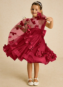 Azazie Sprout Flower Girl Dresses Scarlet A-Line Bow Tulle Dress image3