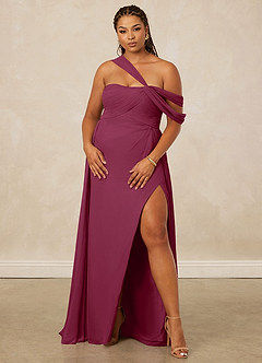 Christian Siriano Bridal for Azazie 1014 Bridesmaid Dresses Mulberry A-Line Off the Shoulder Chiffon Dress image12