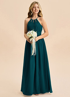 Azazie Noelle Junior Pine A-Line Pleated Chiffon Dress image5