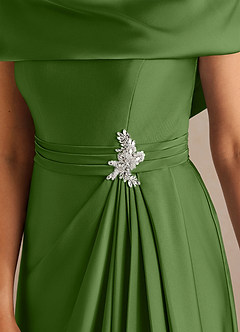 Azazie Branford Abiti per la Madre della Sposa Abito A-Line in Raso Elasticizzato Plissettato Basilico image4