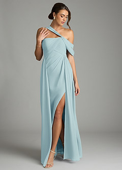 Azazie Kassandra Abiti da Damigella Abito A-Line in Chiffon a Spalla Scoperta Sea Glass image3