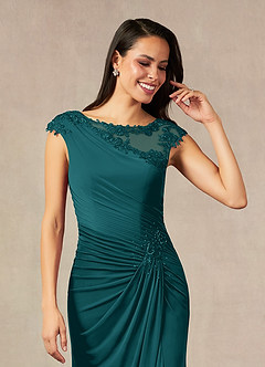 Azazie Oliniana Mother of the Bride Dresses Peacock Mermaid Lace Mesh Dress image5