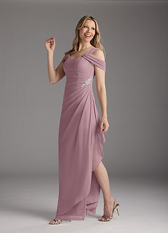 Azazie Weitzman Mother of the Bride Dresses Dusty Rose Sheath Sequins Mesh Dress image1
