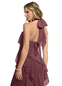 Azazie Velma Bridesmaid Dresses Sangria A-Line Side Slit Chiffon Dress image5