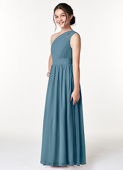 Azazie Molly Junior Bermuda A-Line Pleated Chiffon Dress image4