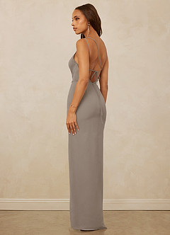 Christian Siriano Bridal for Azazie 1003 Bridesmaid Dresses Taupe Sheath One Shoulder Chiffon Dress image7