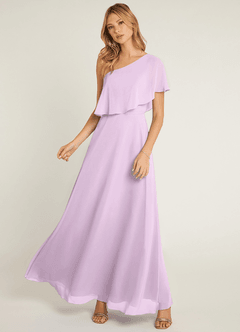 Azazie Lizzy Final Sale Frosted Lilac A-Line One Shoulder Chiffon Dress image5
