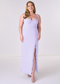 Barbie ♥ Azazie Bridesmaid Dresses Lilac Sheath Corset Chiffon Dress image6
