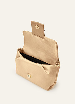 front Matching Color Stretch Satin Rhinestone Square Buckle Clutch