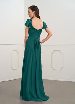 Azazie Gwenyth Mother of the Bride Dresses Peacock A-Line Lace Chiffon Dress image5