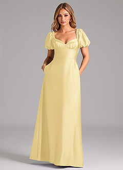Azazie Fatima Brautjungfernkleider Eine Linie Herzausschnitt Stretch-Satin Kleid Butter image3