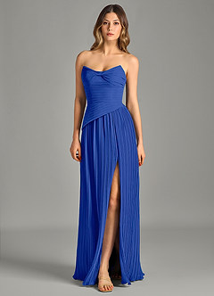 Azazie Becka Bridesmaid Dresses Royal Blue A-Line Strapless Chiffon Dress image3