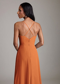 Azazie Naeem Bridesmaid Dresses Cinnamon A-Line V-Neck Ruffle Chiffon Dress image7