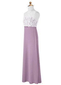 Azazie Rana Junior A-Linie Spitze Chiffon Kleid Blauregen image7