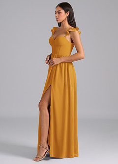 Azazie Denisse Jurken voor bruidsmeisjes Jurk van Chiffon met A-Lijn Ruches Boterbabbelaar image3