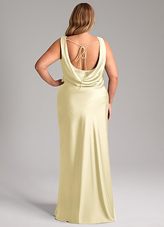 Azazie Rylina Final Sale Lemon Sorbet Mermaid Stretch Satin Dress image8