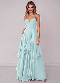 Azazie Zaina Brautjungfernkleider A-Linie Chiffon Kleid Seegrün image3