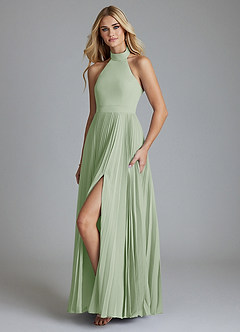 Azazie Keita Final Sale Black A-Line Pleated Chiffon Dress image1