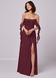 Barbie ♥ Azazie Bridesmaid Dresses Cabernet A-Line Off the Shoulder Chiffon Convertible Dress image4