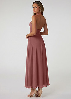 Azazie Tessie Abiti da Damigella Abito A-Line in Chiffon Plissettato Rosa Del Deserto image2