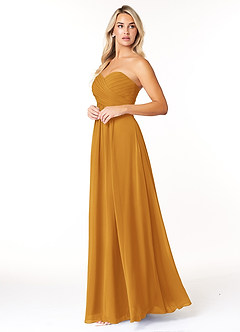 Azazie Yazmin Bridesmaid Dresses Butterscotch A-Line Sweetheart Neckline Chiffon Convertible Dress image3