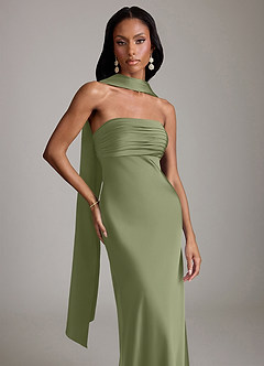 Azazie Saylor Bridesmaid Dresses Garden Sage Mermaid Strapless Stretch Satin Dress image1