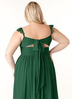 Azazie Metz Final Sale Dark Green A-Line Sweetheart Ruched Chiffon Dress image12