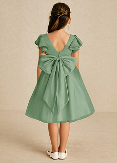 Azazie Kaeya Robe Demoiselle D'honneur Fillette Robe Trapèze en Tulle Arc Matcha image1