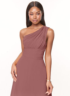 Azazie Ashley Bridesmaid Dresses Desert Rose A-Line Ruched Chiffon Dress image5