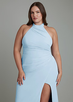 Azazie Jemma Bridesmaid Dresses Sky Blue Sheath Pleated Chiffon Dress image13