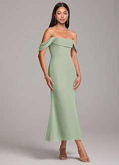 Azazie Saige Bridesmaid Dresses Dusty Sage Sheath Off the Shoulder Chiffon Convertible Dress image4