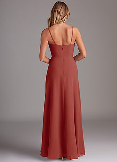 Azazie Breonna Final Sale Terracotta A-Line Sweetheart Neckline Chiffon Dress image2