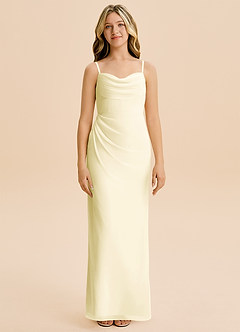 Azazie Mai Junior Lemon Sorbet Sheath Pleated Chiffon Dress image3