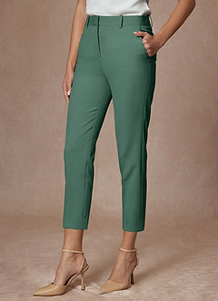front Whitney Eucalyptus Structured Stretch Cropped Pants Suit